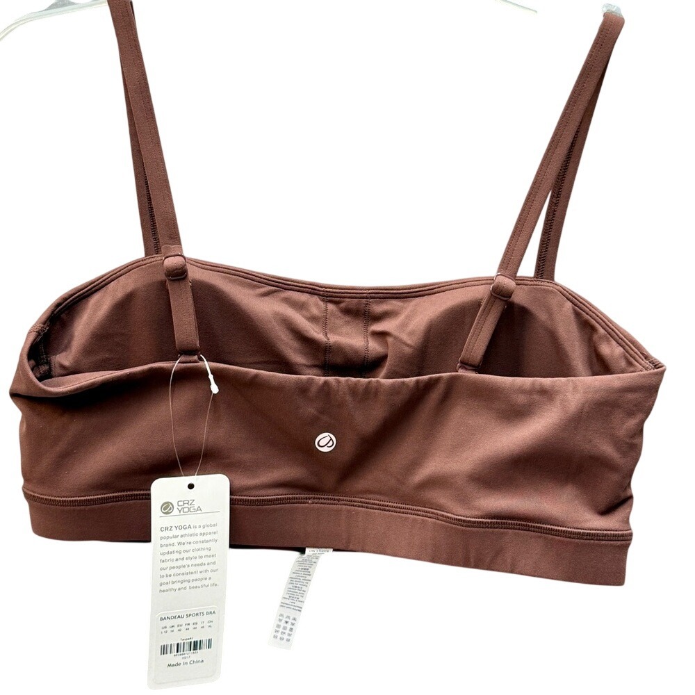 CRZ YOGA Women's Taupe Bandeau Sports Bra Size Large - Picture 6 of 7